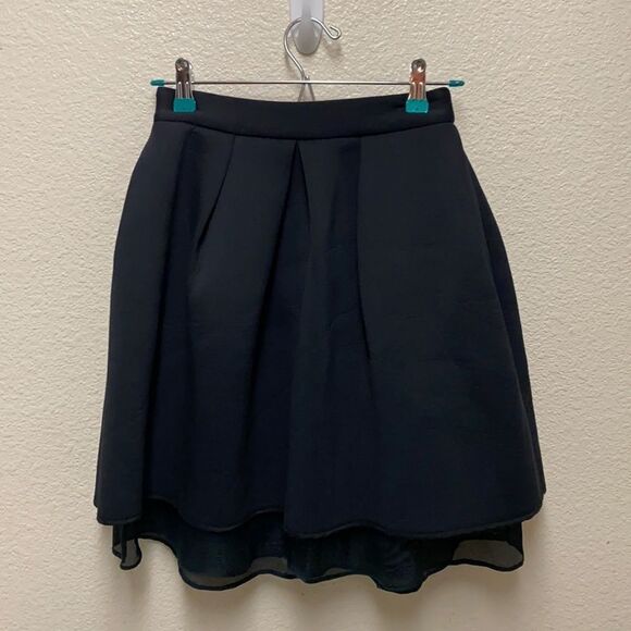 Kaelen Neoprene Pleated A-Line Skirt XS